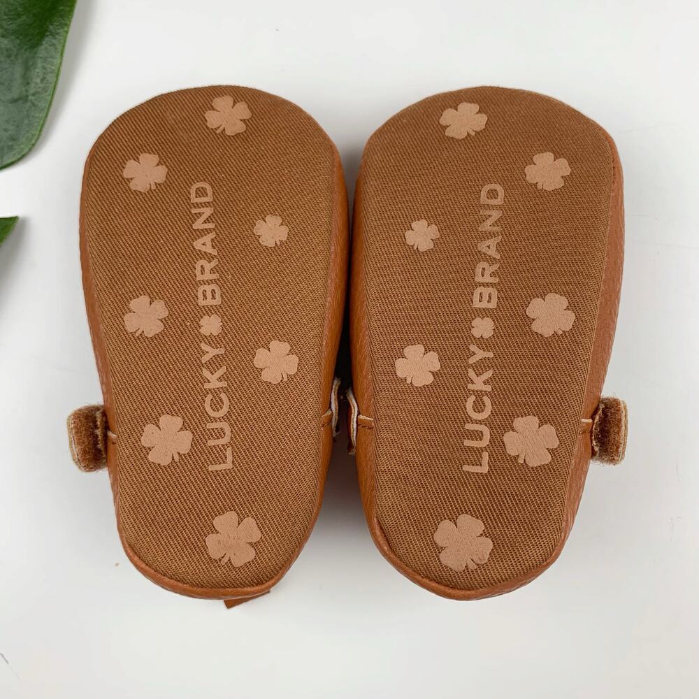 Lucky Brand Mary Jane Crib Shoes Soft Brown Faux Leather Infant Baby Girl Size 2 - Picture 9 of 9